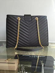 YSL Classic Shopper Grained Calfskin Gold Black - 4