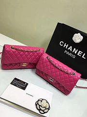 Chanel Lambskin Leather Flap Bag Gold/Silver Rose Red 25cm - 6