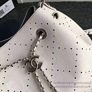 Chanel Perforated Drawstring Bucket Bag White A93596 VS02239 - 6