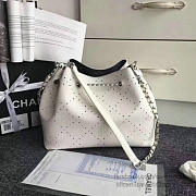 Chanel Perforated Drawstring Bucket Bag White A93596 VS02239 - 5