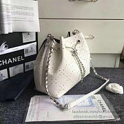 Chanel Perforated Drawstring Bucket Bag White A93596 VS02239 - 4