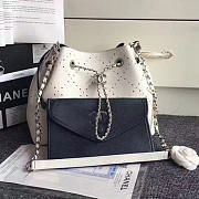 Chanel Perforated Drawstring Bucket Bag White A93596 VS02239 - 3