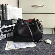 Chanel Perforated Drawstring Bucket Bag Black A93596 VS08910 - 5