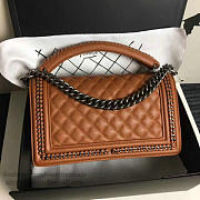 Chanel Caviar Grained Calfskin Boy Bag With Top Handle Orange A14041 VS06715 - 3
