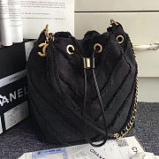 Chanel Canvas Patchwork Drawstring Bag Black A93727 VS08534 - 1