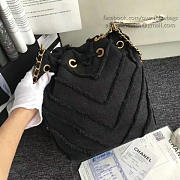 Chanel Canvas Patchwork Drawstring Bag Black A93727 VS08534 - 5