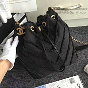 Chanel Canvas Patchwork Drawstring Bag Black A93727 VS08534 - 2
