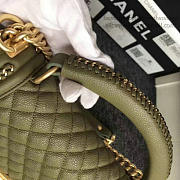 Chanel Quilted Caviar Boy Bag With Top Handle Green 180302 VS09524 - 6