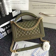 Chanel Quilted Caviar Boy Bag With Top Handle Green 180302 VS09524 - 5