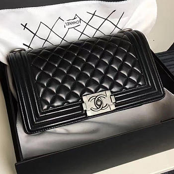 Chanel Medium Caviar Quilted Lambskin Boy Bag Black A13043 VS03324