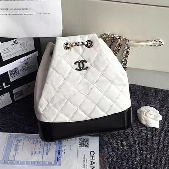 Chanel's Gabrielle Small Backpack White And Black A94485 VS06686