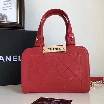CHANEL Small Label Click Leather Shopping Bag (Red) A93731 VS02552
