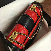 Chanel Quilted Lambskin Gold-Tone Metal Flap Bag Red And Black A91365 VS01992 - 2