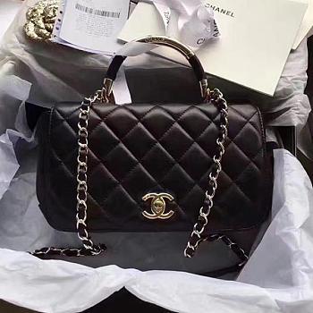Chanel Caviar Quilted Lambskin Flap Bag With Top Handle Black A93752 vs02984