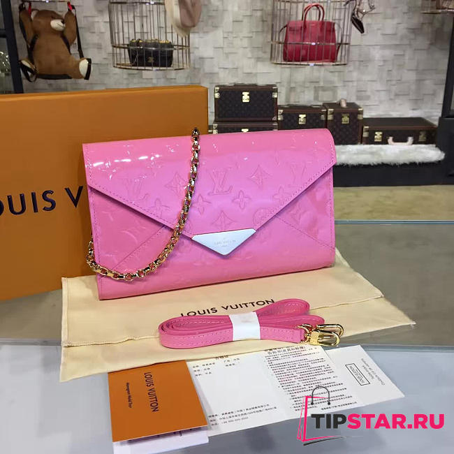 LV monogram vernis mira chain wallet pink 3348 - 1