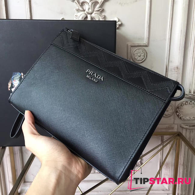 PRADA Leather Clutch Bag 4291 - 1