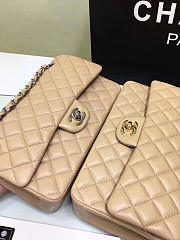 Chanel Lambskin Leather Flap Bag Gold/Silver Beige 25cm - 3