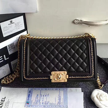 Chanel Lambskin Medium Boy Bag A67086 Black VS03723