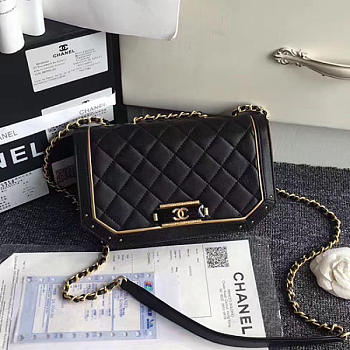 Chanel Lambskin And Calfskin Flap Bag Black A91836 VS07673