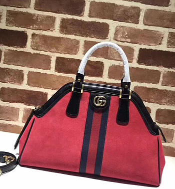 GUCCI Re(belle) Suede Medium Top Handbag (red) ‎516459 