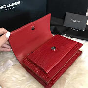 YSL Sunset Chain Wallet In Crocodile Embossed Shiny Leather 4860 - 3