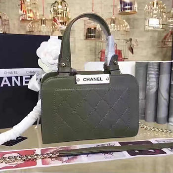 CHANEL Small Label Click Leather Shopping Bag (Green) A93731 VS03641