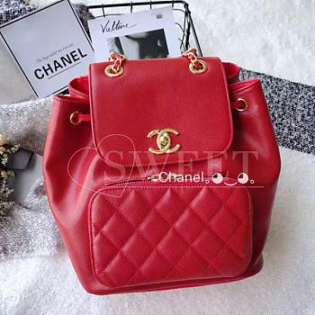 chanel grained calfskin gold-tone metal backpack red a93748 vs00493