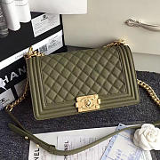 Chanel Quilted Caviar Medium Boy Bag Green A67086 VS09827 - 1