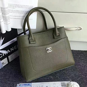 CHANEL Calfskin Large Shopping Bag (Green) A69929 VS01555