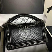 Chanel Snake Embossed Boy Bag With Top Handle Black Silver A14041 VS06643 - 6