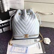 Chanel Lambskin Drawstring Bucket Bag Light Blue A91885 VS04854 - 1