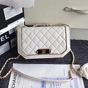 Chanel Lambskin And Calfskin Flap Bag White A91836 VS08209 - 1