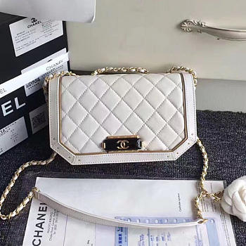 Chanel Lambskin And Calfskin Flap Bag White A91836 VS08209