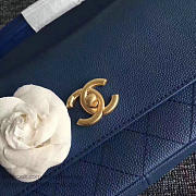 Chanel Grained Calfskin Large Top Handle Flap Bag Blue A93757 VS02159 - 4