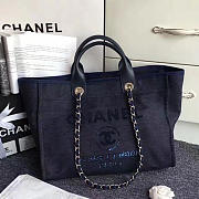 Chanel Canvas And Sequins Shopping Bag (Blue) - 1
