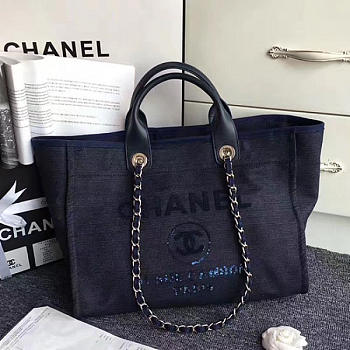 Chanel Canvas And Sequins Shopping Bag (Blue)