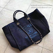 Chanel Canvas And Sequins Shopping Bag (Blue) - 6