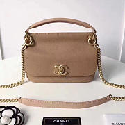 Chanel Grained Calfskin Mini Top Handle Flap Bag Beige A93756 VS06010 - 1