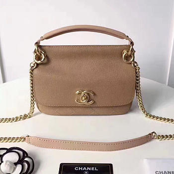 Chanel Grained Calfskin Mini Top Handle Flap Bag Beige A93756 VS06010