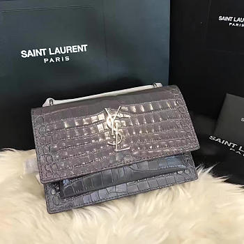 YSL Sunset Chain Wallet In Crocodile Embossed Shiny Leather 4829