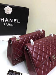 Chanel Lambskin Leather Flap Bag Wine Red Gold/Silver 30cm - 3