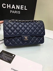 Chanel Calfskin Leather Flap Bag Gold/Silver Royal Blue 25cm - 6