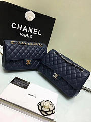 Chanel Calfskin Leather Flap Bag Gold/Silver Royal Blue 25cm - 5