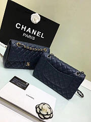 Chanel Calfskin Leather Flap Bag Gold/Silver Royal Blue 25cm - 4