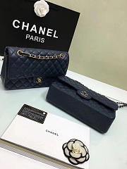 Chanel Calfskin Leather Flap Bag Gold/Silver Royal Blue 25cm - 3