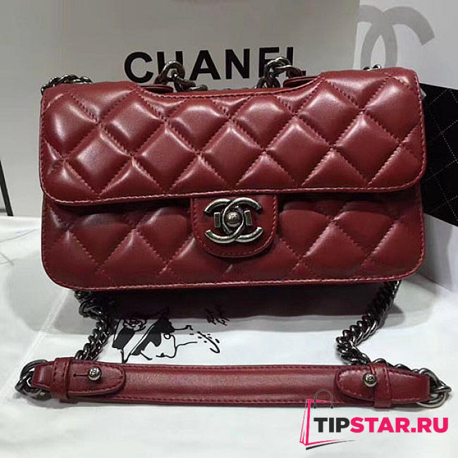 Chanel Quilted Calfskin Perfect Edge Bag Red Silver A14041 VS01256 - 1