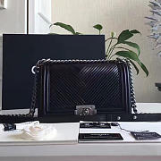 Chanel Medium Chevron Lambskin Quilted Boy Bag Black A13044 VS09296 - 1