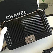 Chanel Medium Chevron Lambskin Quilted Boy Bag Black A13044 VS09296 - 4