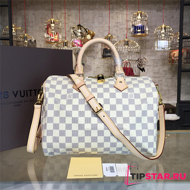 louis vuitton speedy bandoulière 30 damier azur canvas  - 1