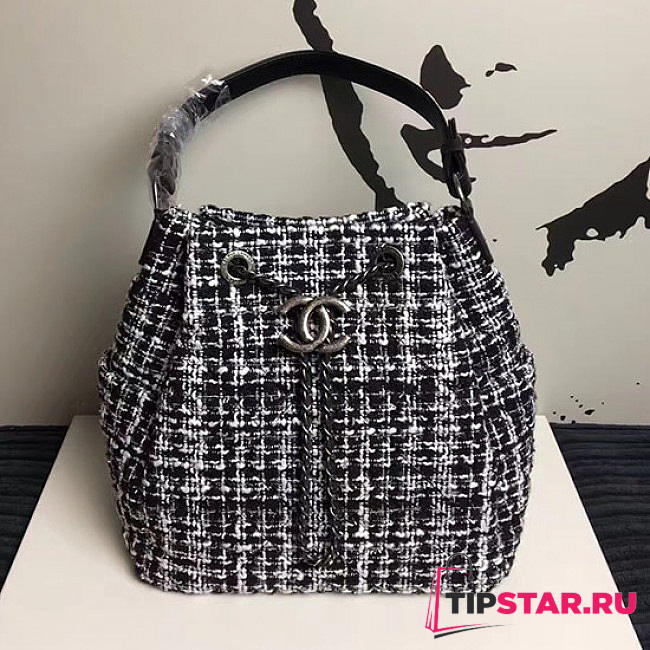 Chanel Black/White Tweed Bucket Bag A13042 VS05802 - 1